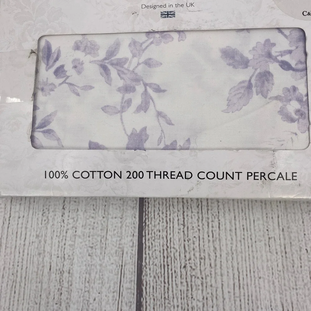 Cabbages & Roses Alderney Pillowcase Pair King Lilac Floral 100% Cotton Percale